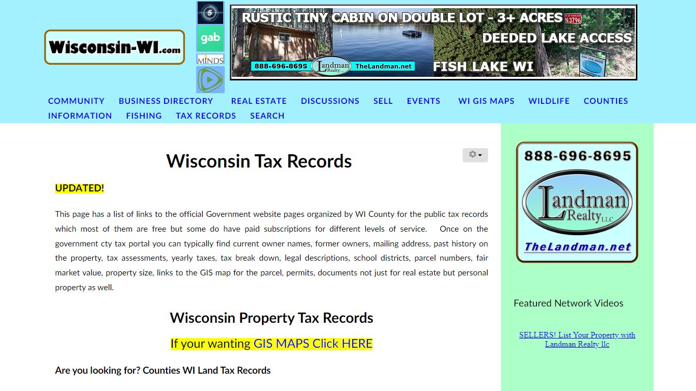 Wisconsin Tax Records - WI Land Records by County